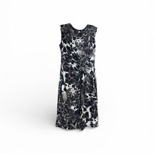 Kenneth Cole Black and Gray Patterned Dress